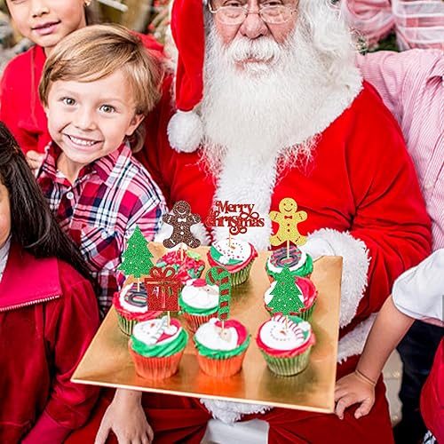 Miniatura 5 de Keaziu 24 piezas de pan de jengibre para cupcakes de Navidad, pan de jengibre, revelación de género, árbol temático de Navidad, regalo de cupcakes,