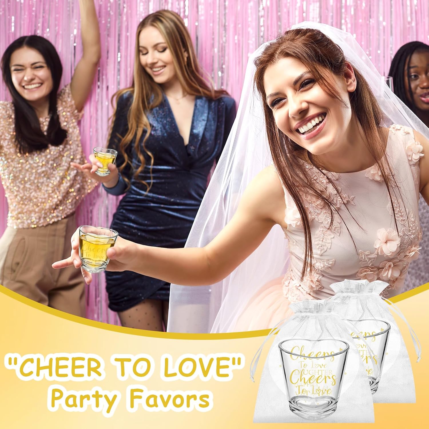 50 Sets Wedding Favors Heart Shot Glasses Cheers to Love Acrylic Cups