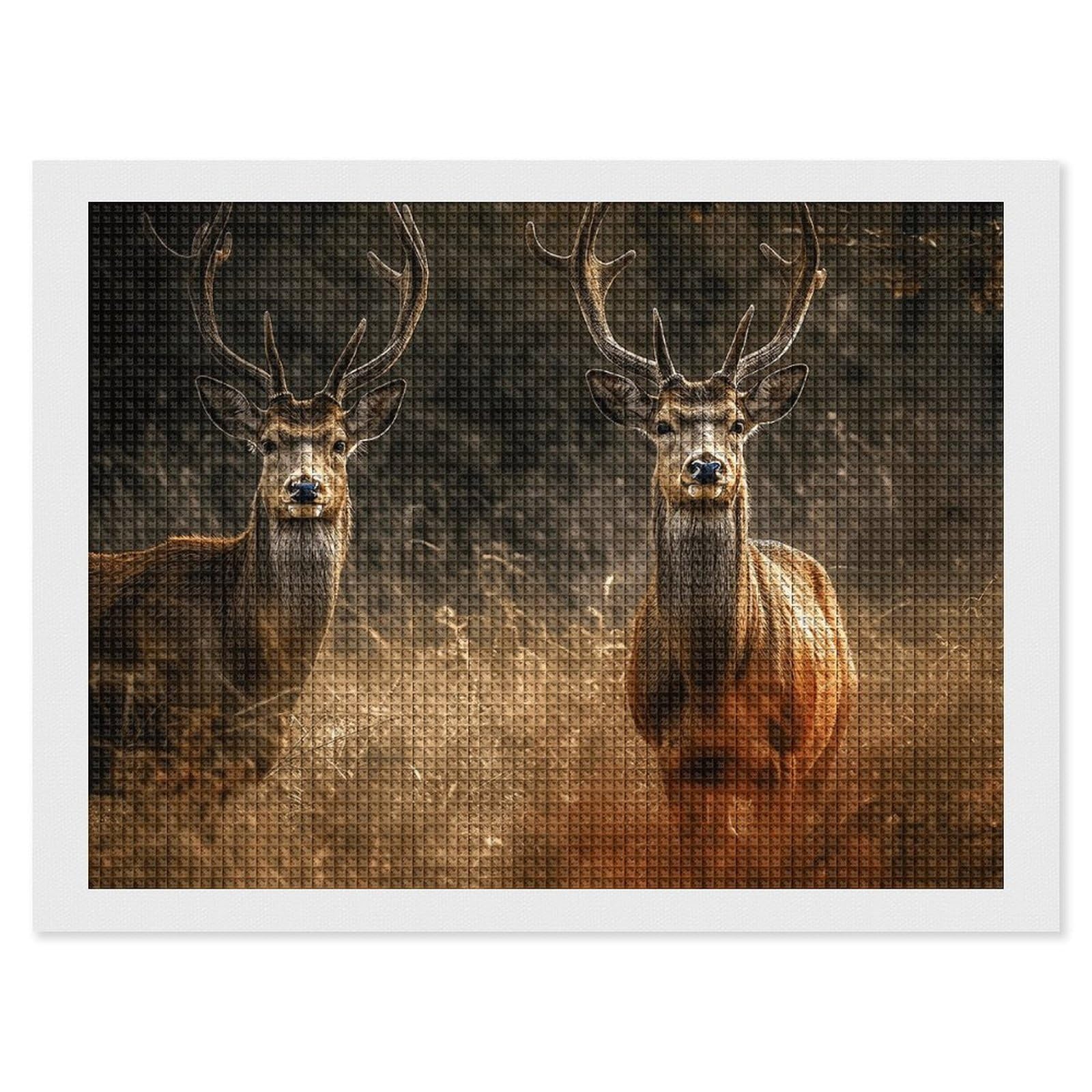 NONHAI Diamond Painting Kits for Adults - DIY Diamond Art Kits for Beginners - Full 5D Paint Drill Diamond Dots Paintings- Deer in Meadow Diamonds Pictures Gem Art and Craft Wall Decor 12"x16"