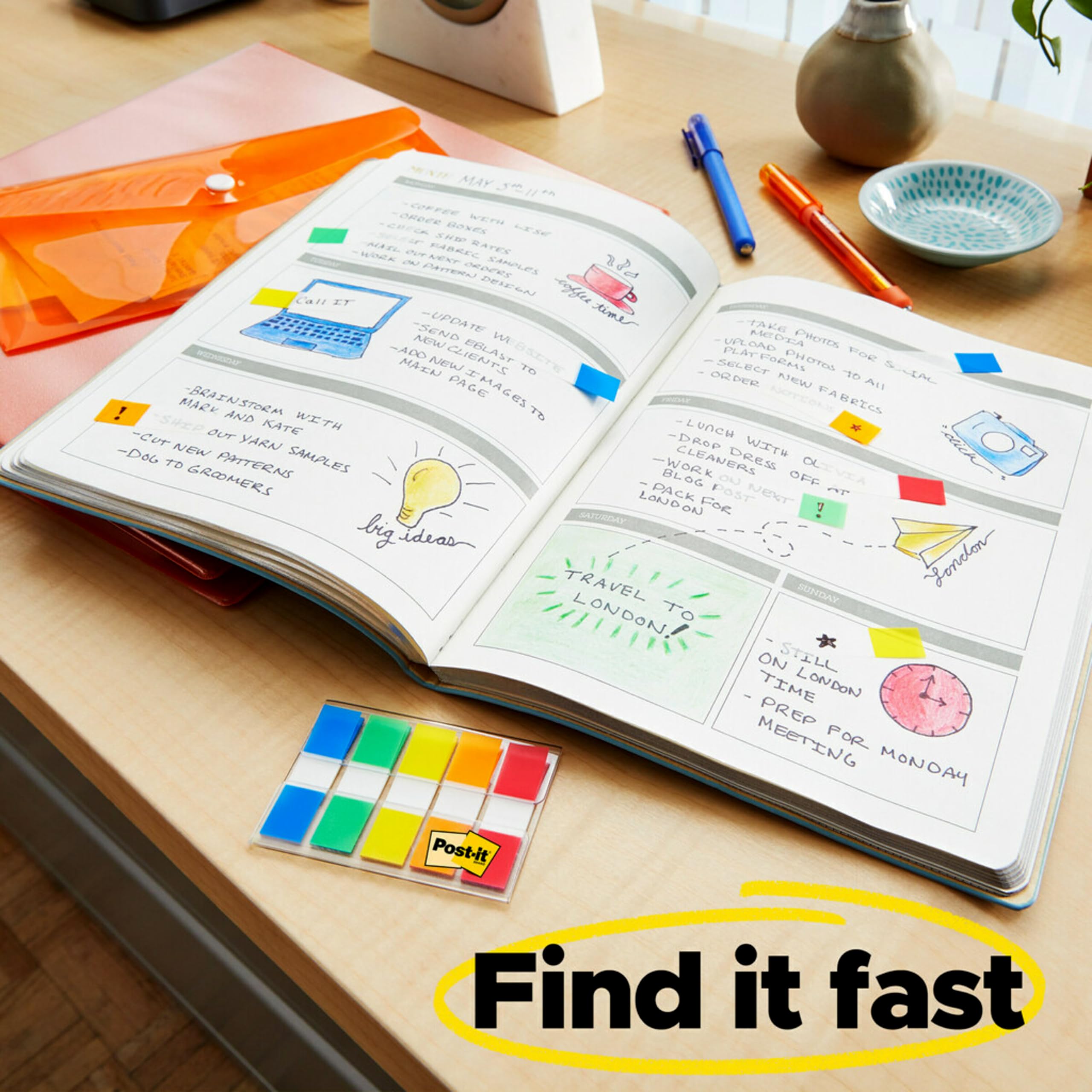 Post-it 1/2" Wide Flags in On-the-Go Dispenser - 190 Assorted Color Flags for Page Marking and Highlighting - Portable and Easy to Use - Image 8