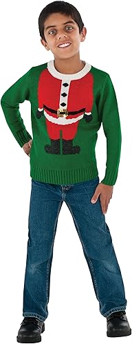 Rubie's Disfraz de suéter feo de Navidad con cabeza de Papá Noel, un color, pequeño