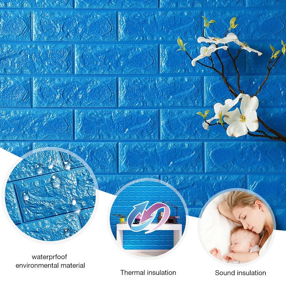 Amazon.co.jp: 3D立体壁紙 DIYレンガ調壁紙シール 70x77CM ウォール