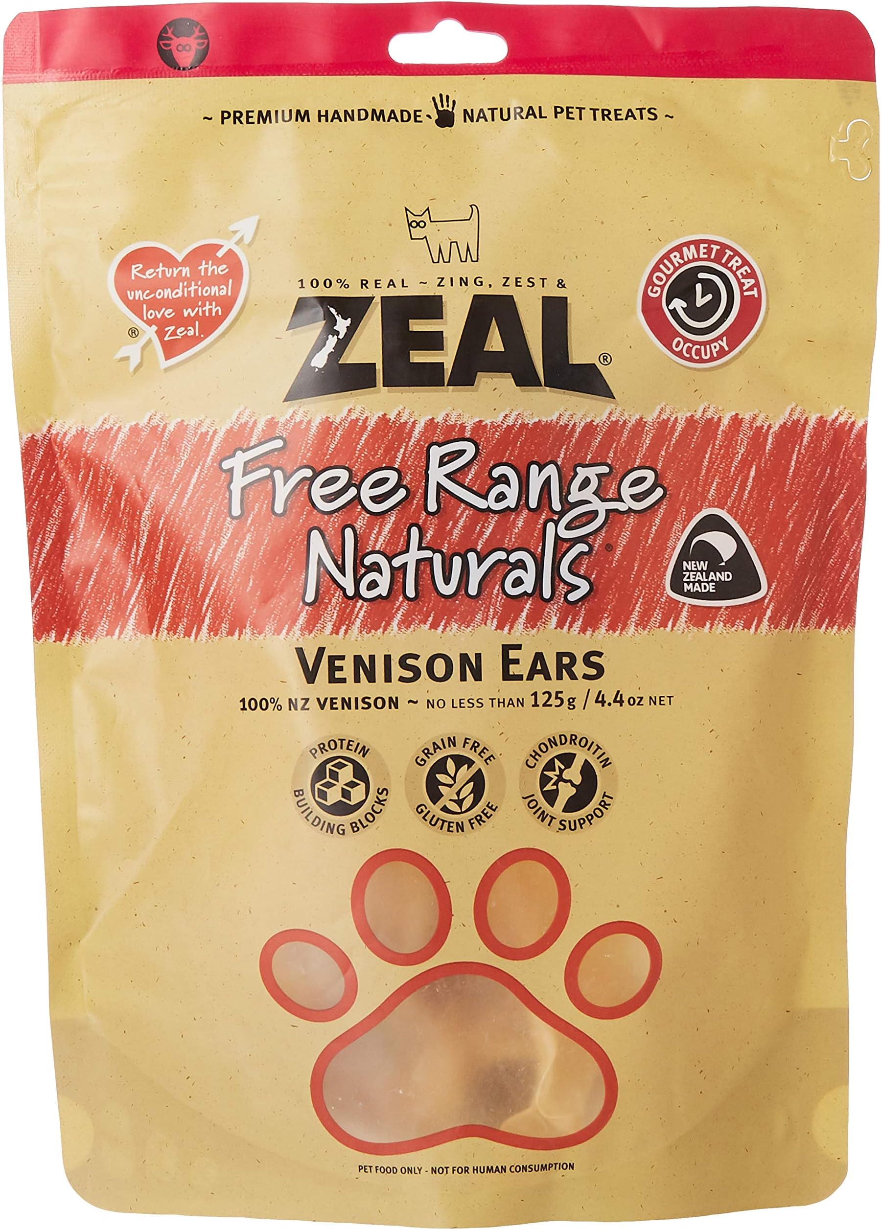 Kiwi Pet Foods Venison Ears Zeal All 4 To 6-Piece Natural Dog Treats, 125Gm