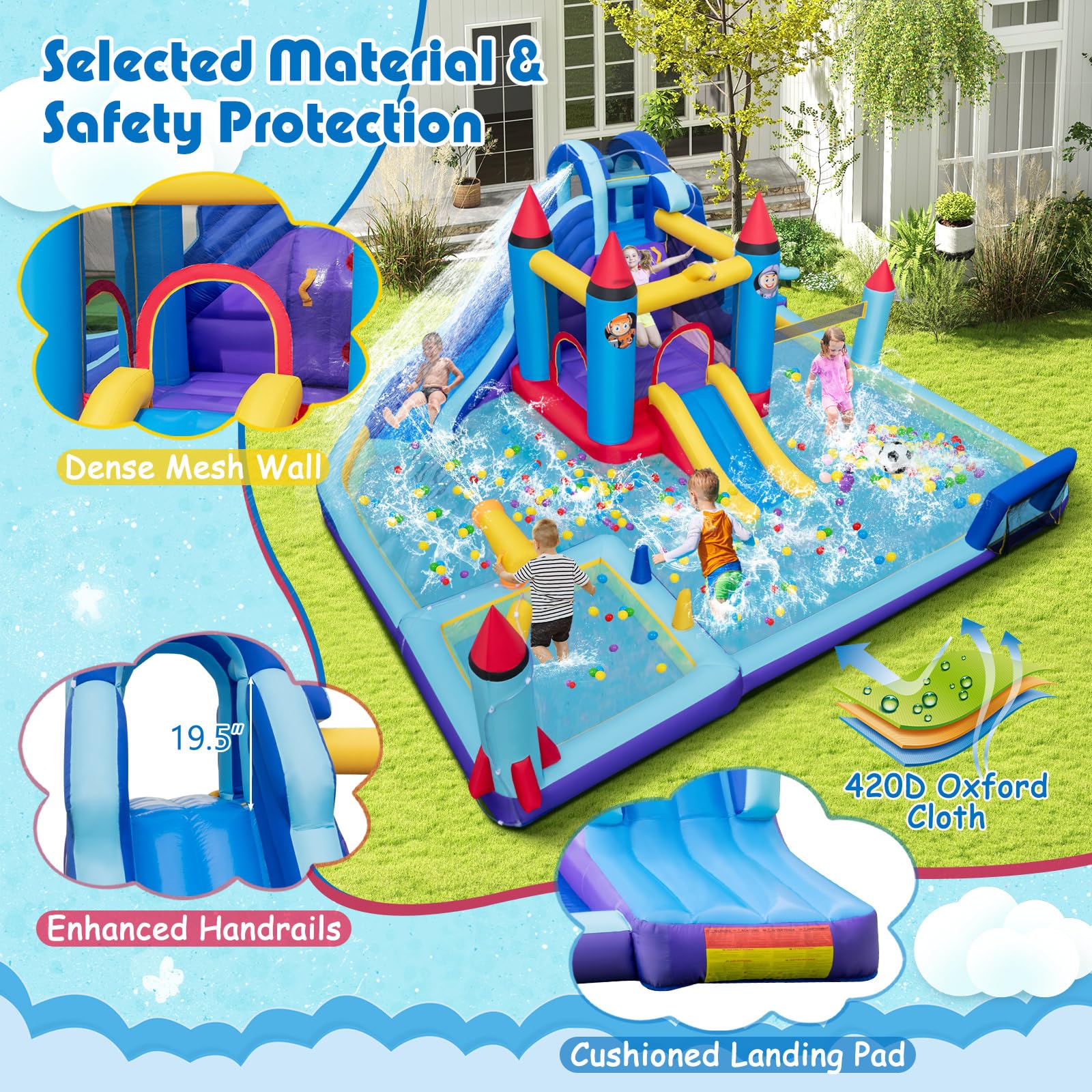 Inflatable Pool With Slide HONEY JOY Inflatable Water Slide, Giant ...