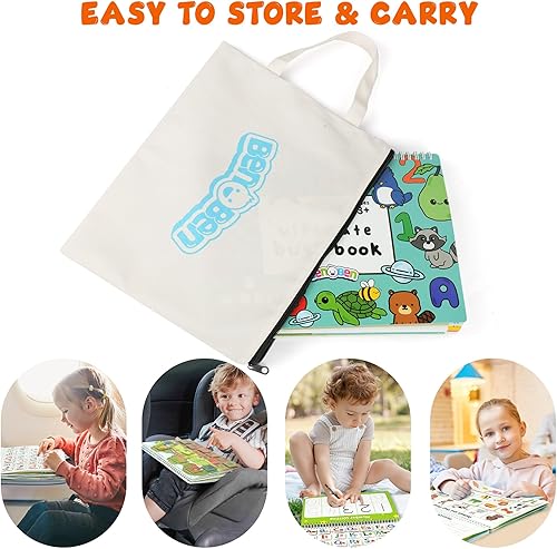 Miniatura 5 de BenBen Libro ocupado para niños pequeños, 30 páginas, premontado, actividades de aprendizaje preescolar, juguetes Montessori para edades de 3 años