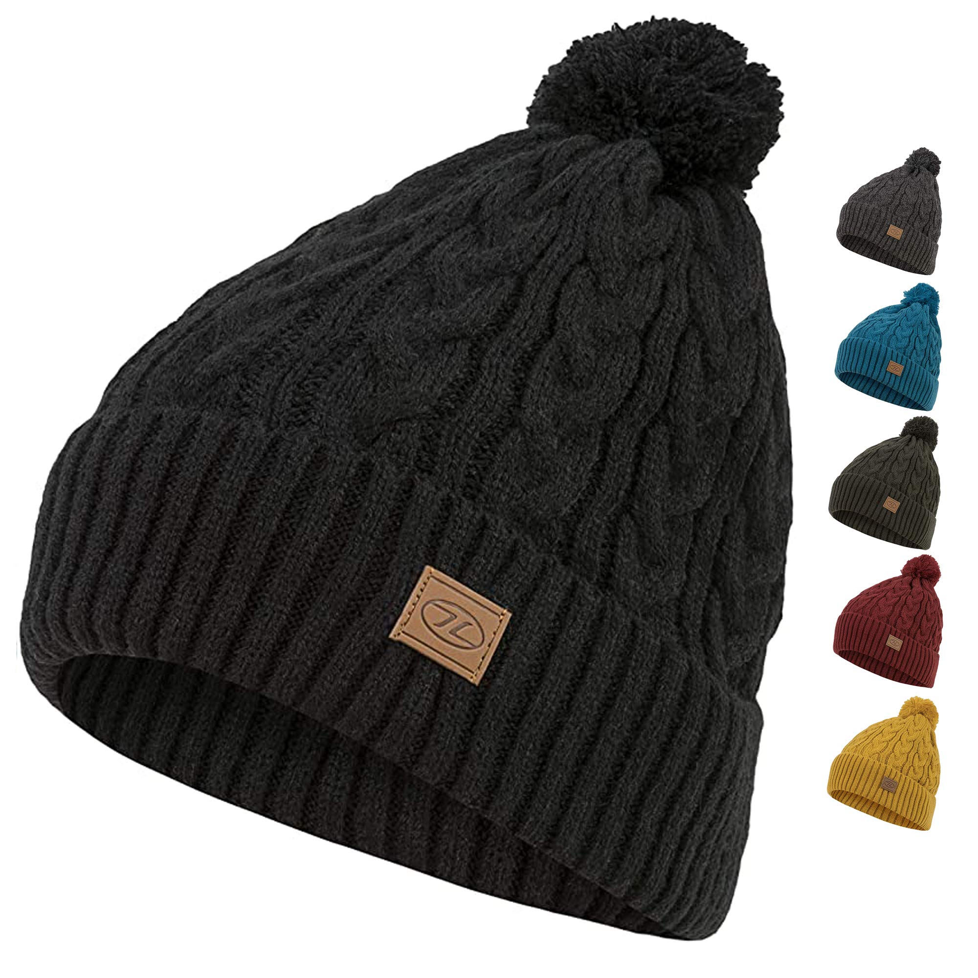 Highlander Men's Black Beira Lined Bobble Hat (Black)