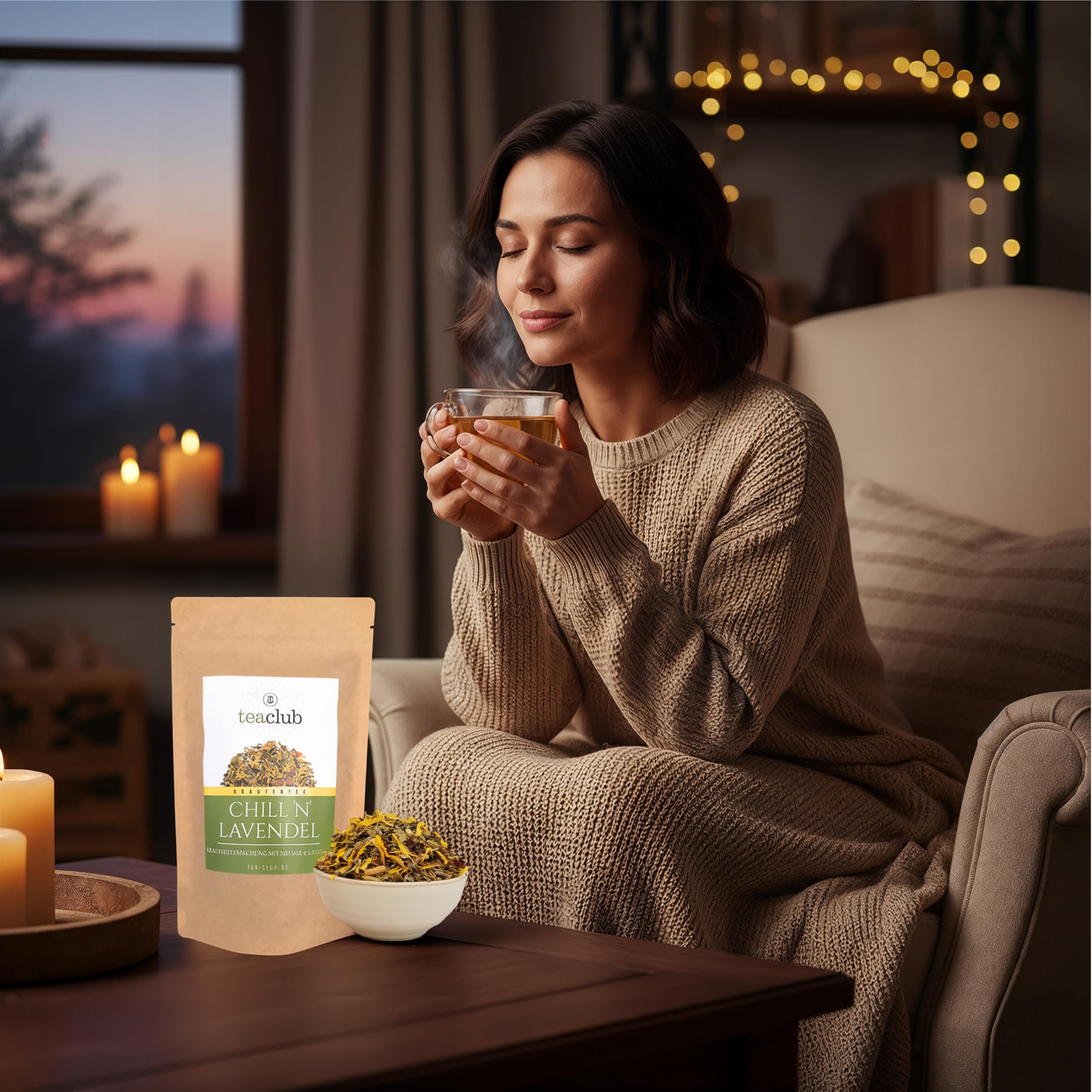 Chill N Lavendel 500g, mezcla de té de lavanda a granel, té de la tarde mezcla de té de hierbas con lavanda hinojo alcaravea anís, TeaClub Herbal Tea