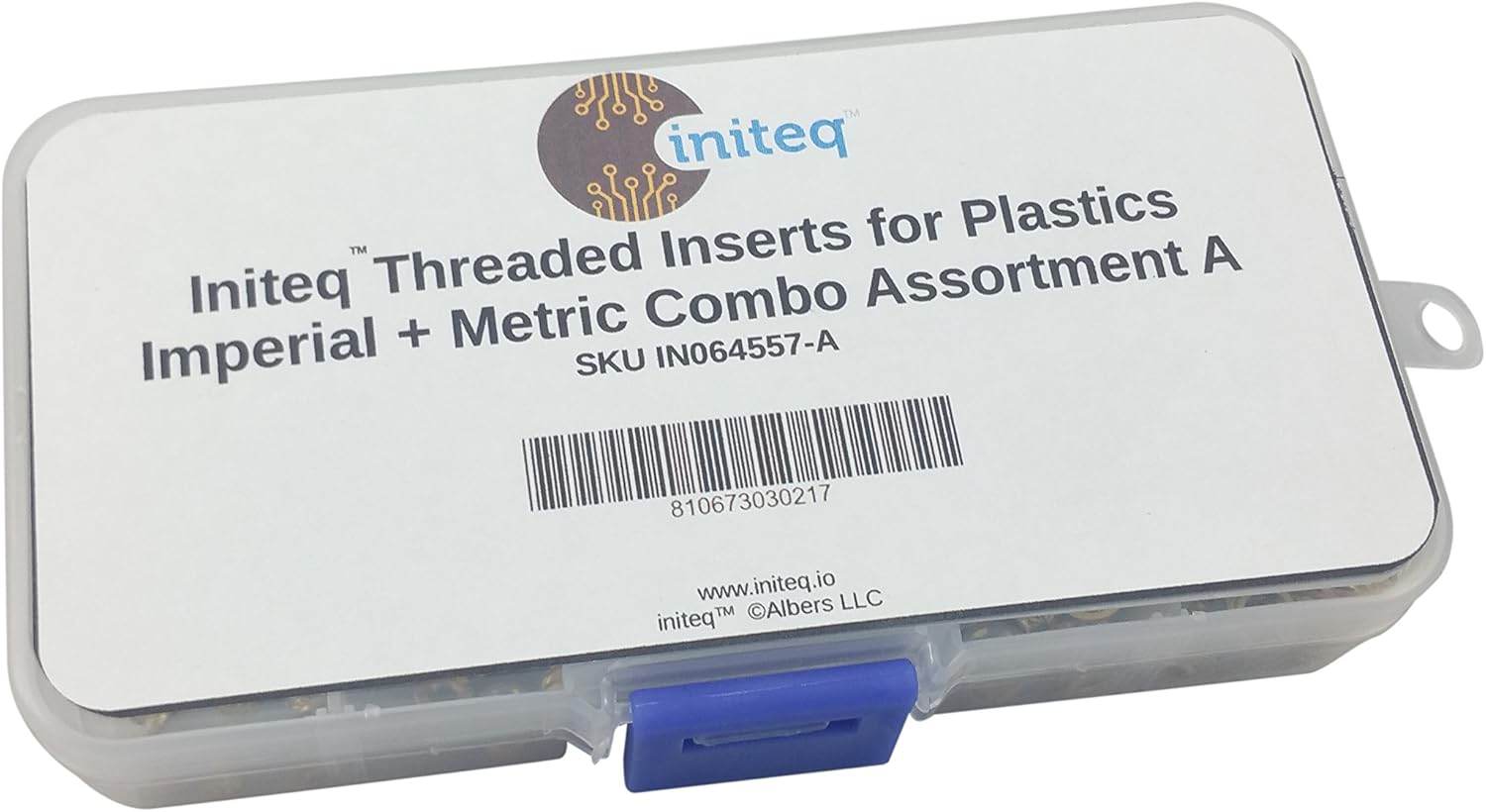 [initeq] Threaded Heat Set Inserts for Plastics Combination (Imperial + Metric) Assortment A 200 Pack