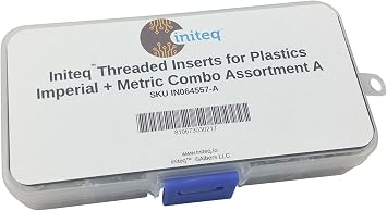 [initeq] Threaded Heat Set Inserts for Plastics Combination (Imperial + Metric) Assortment A 200 Pack
