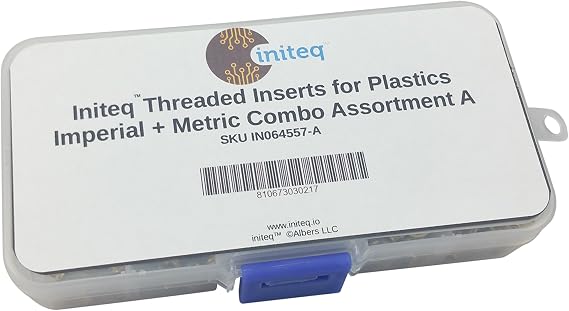 [initeq] Threaded Heat Set Inserts for Plastics Combination (Imperial + Metric) Assortment A 200 Pack