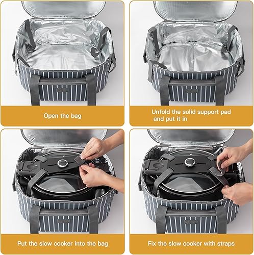 Miniatura 6 de Fun Elements - Bolsa de cocción lenta de doble capa para la mayoría de ollas de cocción lenta ovaladas de 6 a 8 cuartos de galón, bolsa de viaje