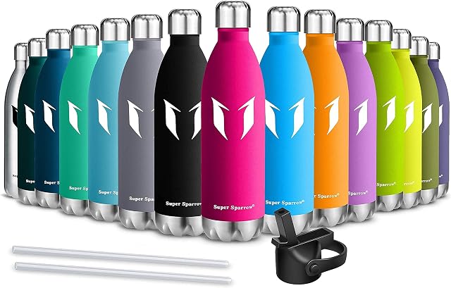 Super Sparrow Water Bottle Double Wall Vacuum Insulated Stainless Steel - Small Mouth - 750ml - Leak Proof Sports Bottle - BPA Free Sport Cap with Standard Cap