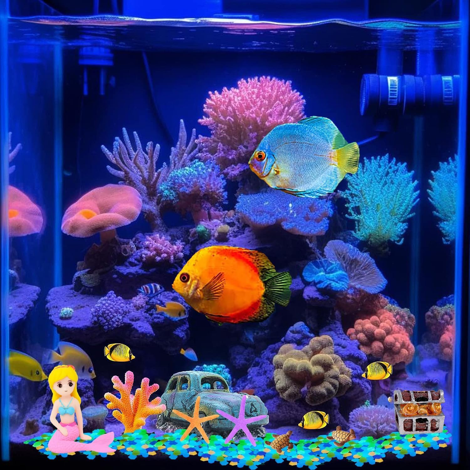 Yesnote Fish Tank Aquarium Decoration Set, Mini 100pcs Glowing Pebbles Liminous Rocks - Image 3