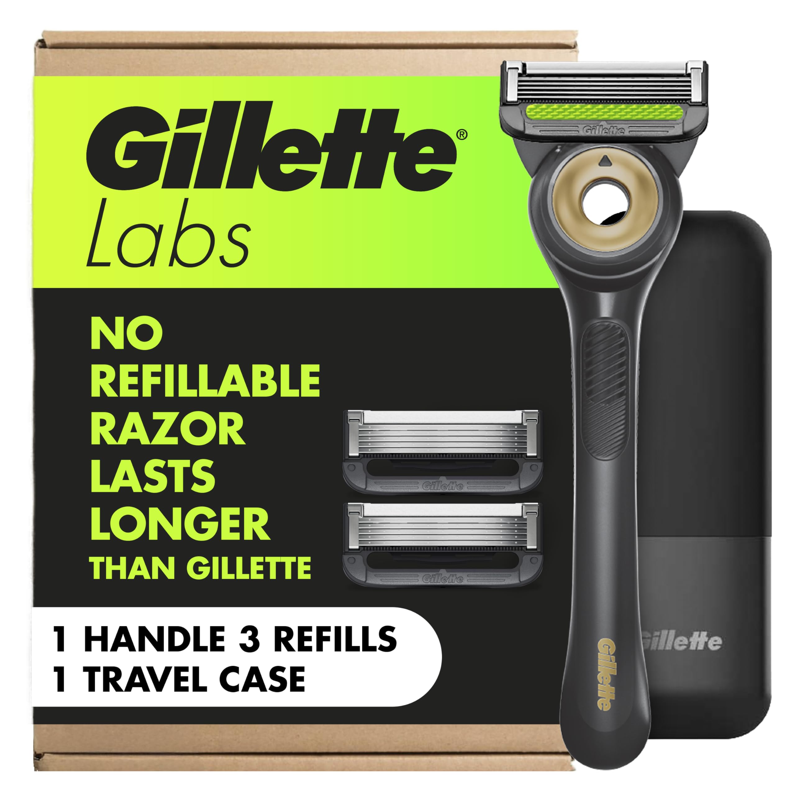 Sponsored Ad - GilletteLabs With Exfoliating Bar Shaving Razor For Men, 1 Handle, 3 Blade Refills, Includes Travel Case for Convenient Storage On The Go