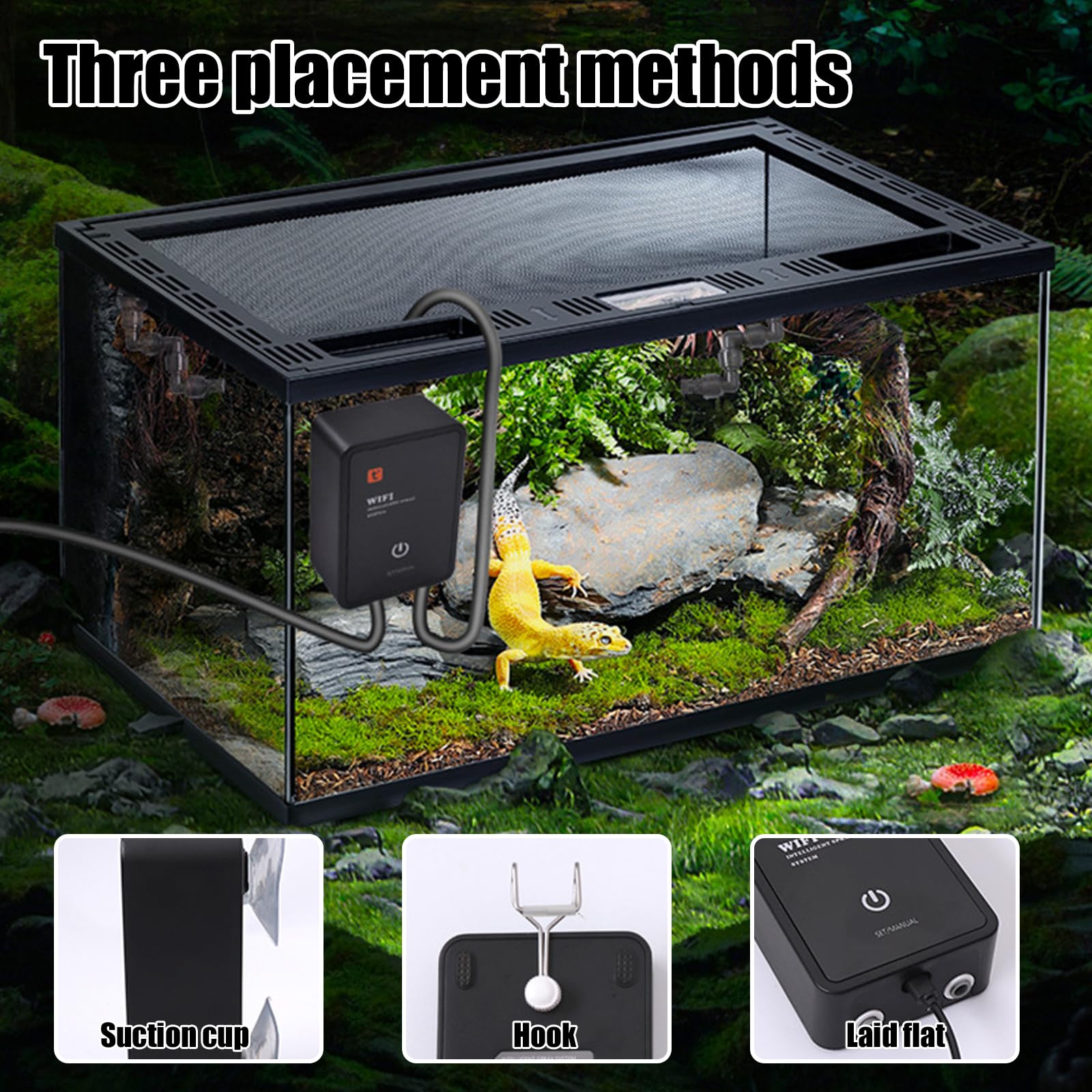 Intelligentes Reptilien Benebelungssystem,Beregnungsanlage Terrarium,Automatisches Zerstäuber für Chameleons,Luftbefeuchter Terrarium,Reptilien-Luftbefeuchter Nebelsystem für Amphibien,Herps,Kräuter