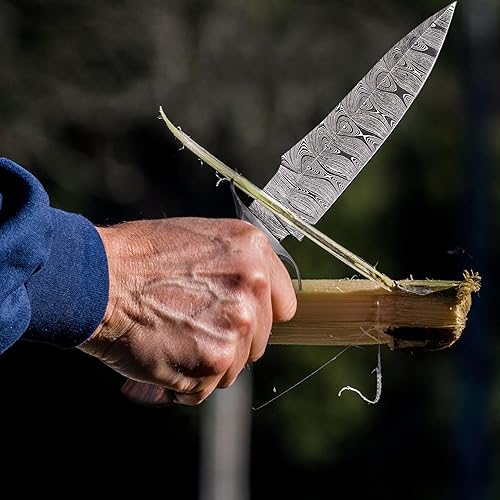 Miniatura 6 de El cuchillo de caza de hoja fija es tu mejor compañero de caza, cuchillo de supervivencia de acero de Damasco forjado a mano con mango de madera de