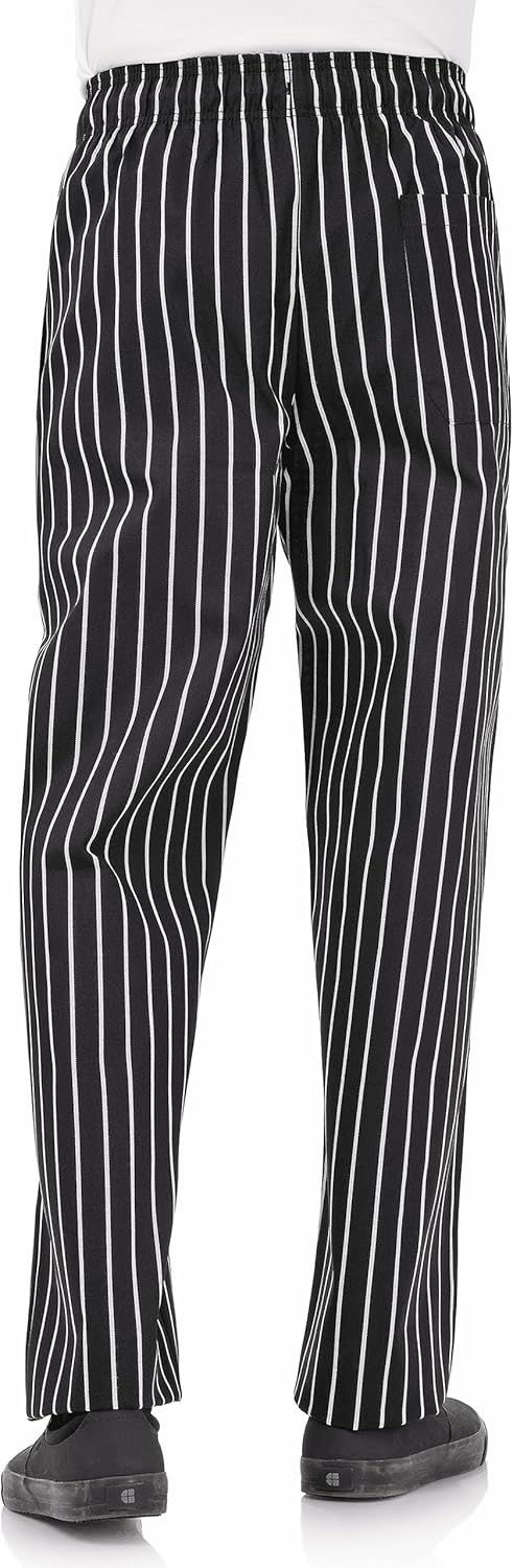 Black and White Striped Baggy Chef Pants