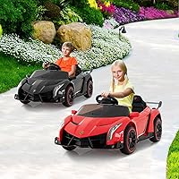 Vista 26 de HONEY JOY Lamborghini - Vehículo eléctrico con licencia de 12 V para niños, 3 velocidades, puerta que se abre, bocina, música, palanca de control