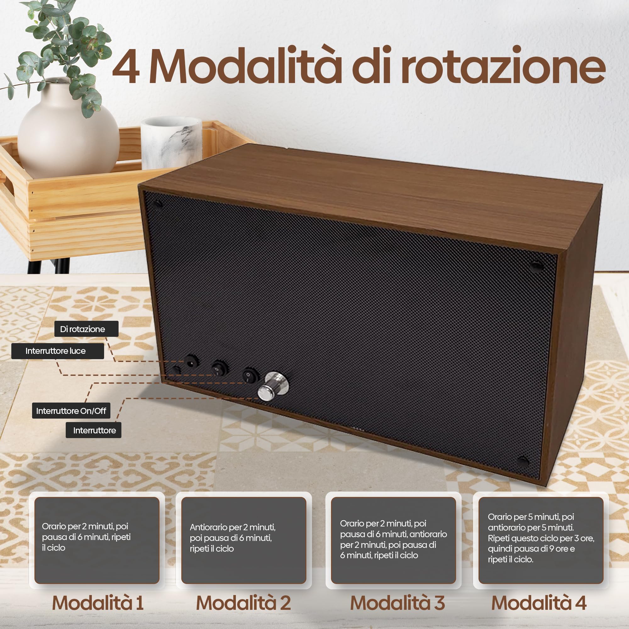 Olvy Caricaorologi per 6 orologi, scatola Watchwinder, motore Mabuchi estremamente silenzioso, cuscino flessibile, in legno