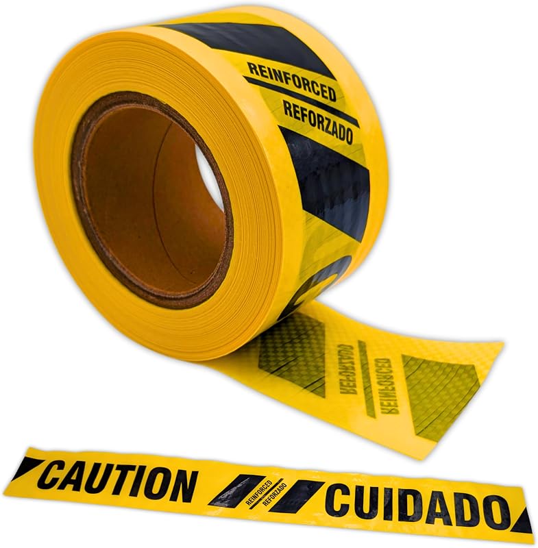 ACE Supply Reinforced Barricade Tape - Yellow Caution Tape Roll - 3" x300'x5mil - Barricade Tapes for Construction, Utility, Crowd Control, and Emergency Services