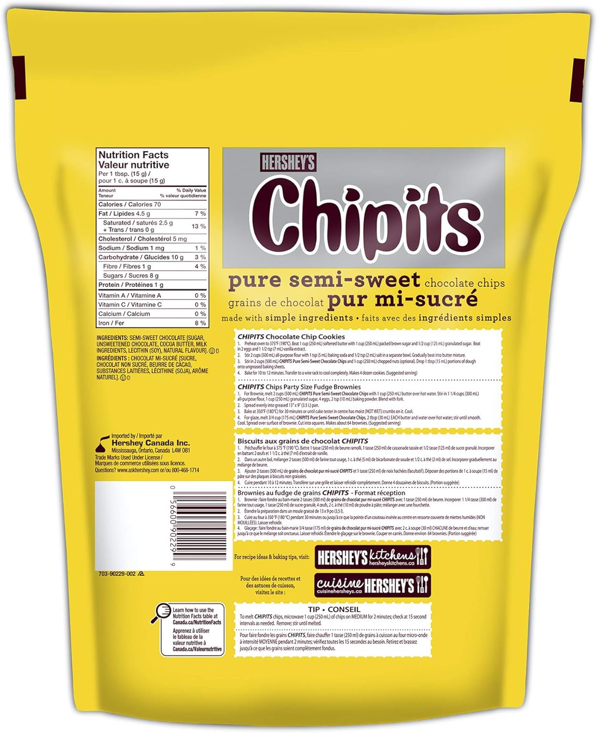 Hershey S Chipits Chocolate Chips For Baking Baking Ingredients Pure Semi Sweet 1 8kg Amazon Ca Everything Else Hershey S Chipits Chocolate Chips For Baking Baking Ingredients Pure Semi Sweet 1 8kg Amazon Ca Everything Else