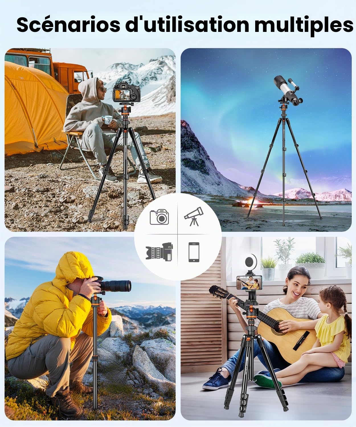 JOILCAN Trépied Appareil Photo pour Smartphone，168CM Trépied Caméra