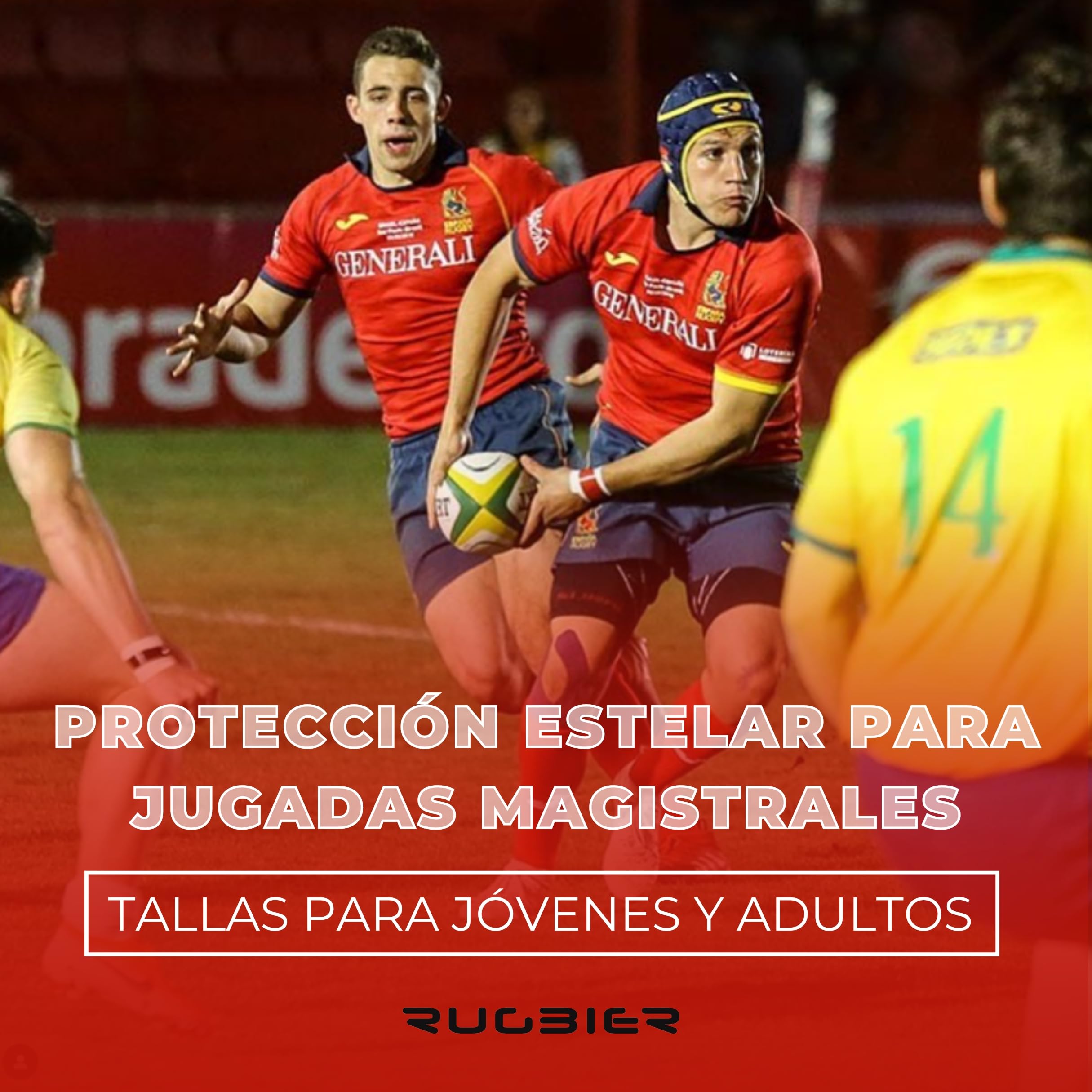 Casco de Rugby Profesional Air-Pro - Adultos y Jóvenes Unisex - Ajustable - Protector de Cabeza Acolchado - Modelo España Flag