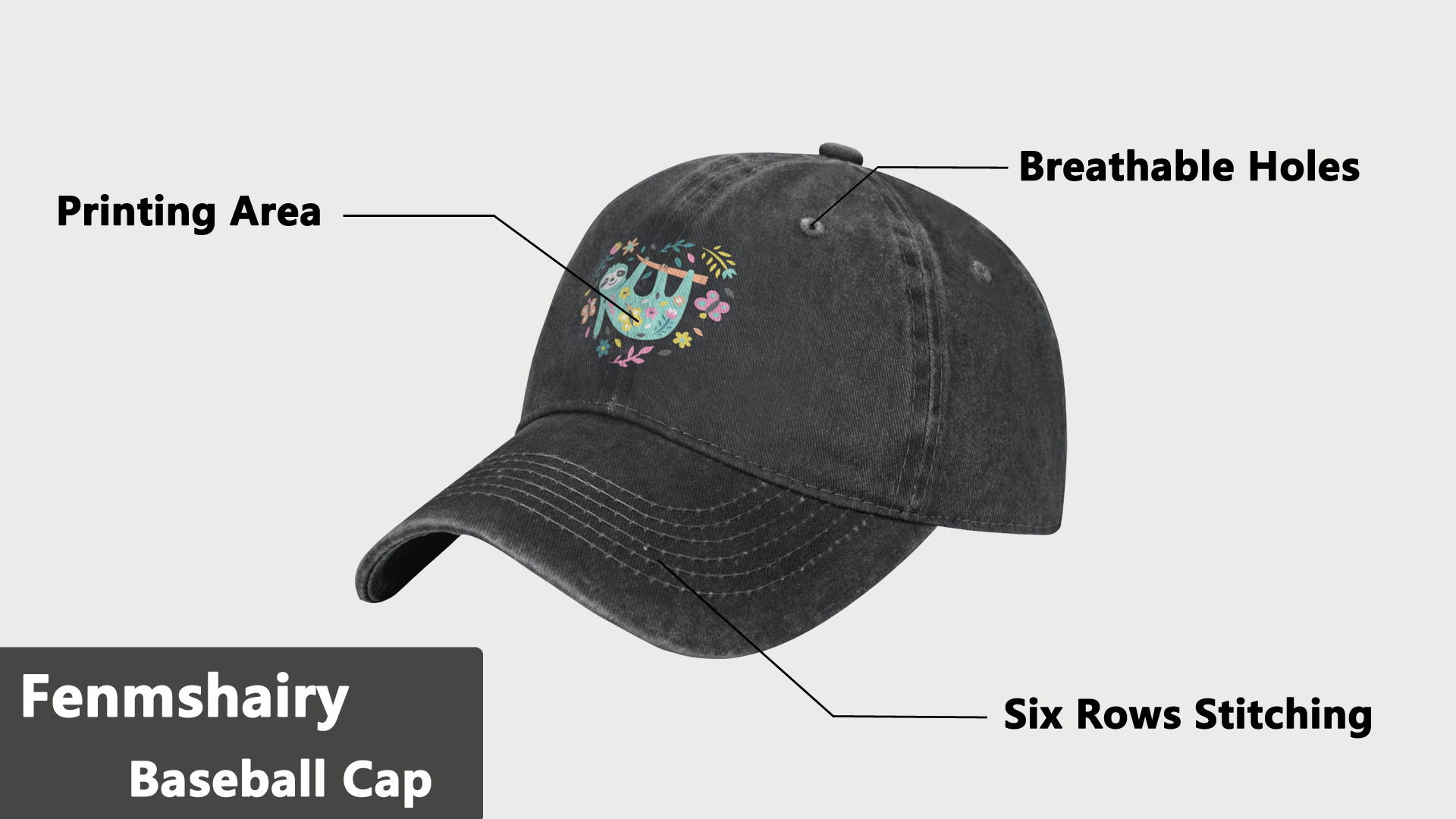 Gorra baseball ajustable vintage negra para mujer y hombre miniatura 7