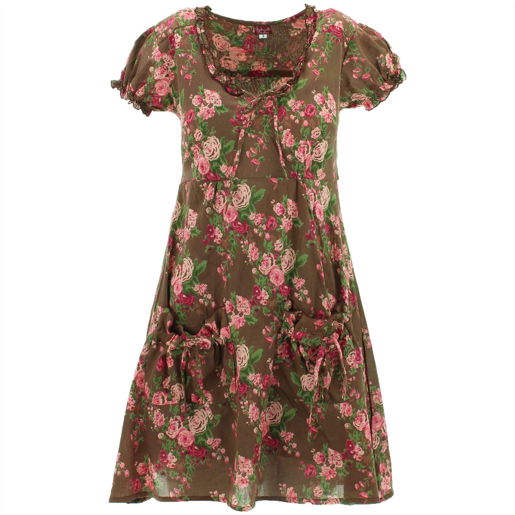 Gabrielle ParkerGypsy A-Line Tunic Dress Puff Sleeves Tie Waist