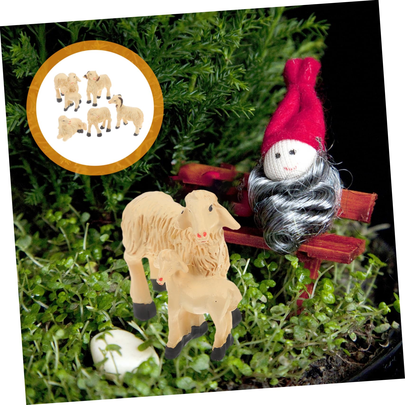 Happyyami 18kawałki Miniaturowych Ozdób z Barankami Urocze Dekoracje Do Ogrodu Wnętrz i Mikrolandscaping z Żywicy