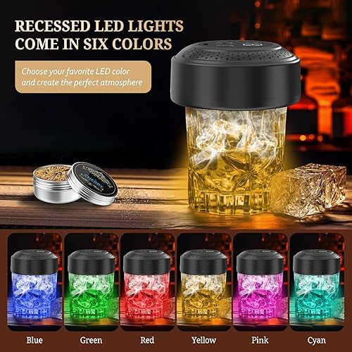 Miniatura 5 de Kit de ahumador de whisky eléctrico, kit de ahumador de bebidas antiguas con chips de madera de 6 sabores, kit de infusor de ahumador de whisky, kit