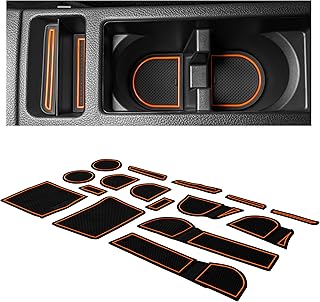 Fits Subaru Crosstrek 2013-2017 & Fits Subaru Impreza 2012-2016 Accessories - Custom Non-Slip Anti-Dust Cup Holder Inserts, Center Console Liners, Door Pocket Mats, 22pc Set, Orange Trim