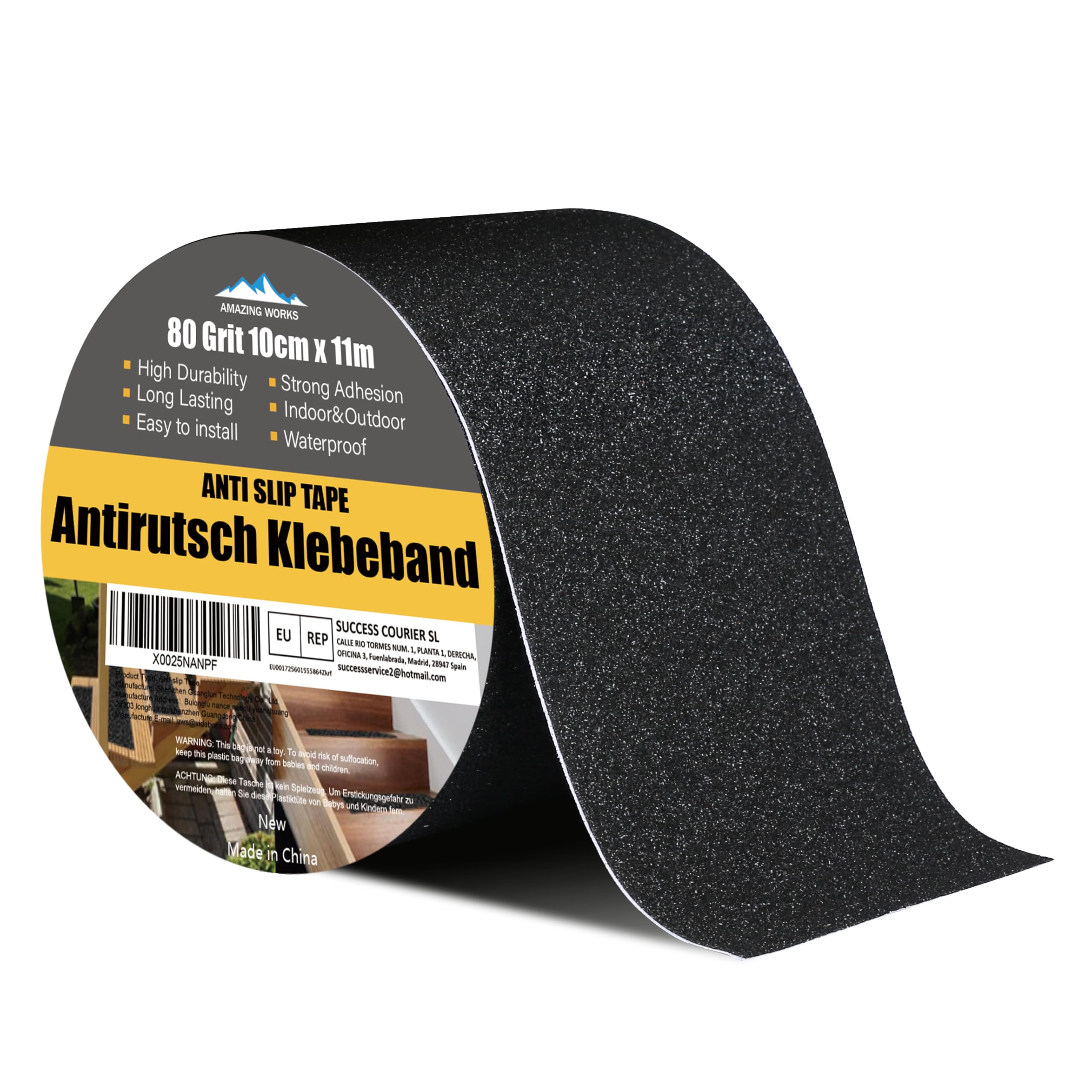 Amazing Works Anti Slip Tape, 10cm*11m Heavy Duty Grip Tape, Grip Tape Grit Non Slip for Stairs Outdoor/Indoor