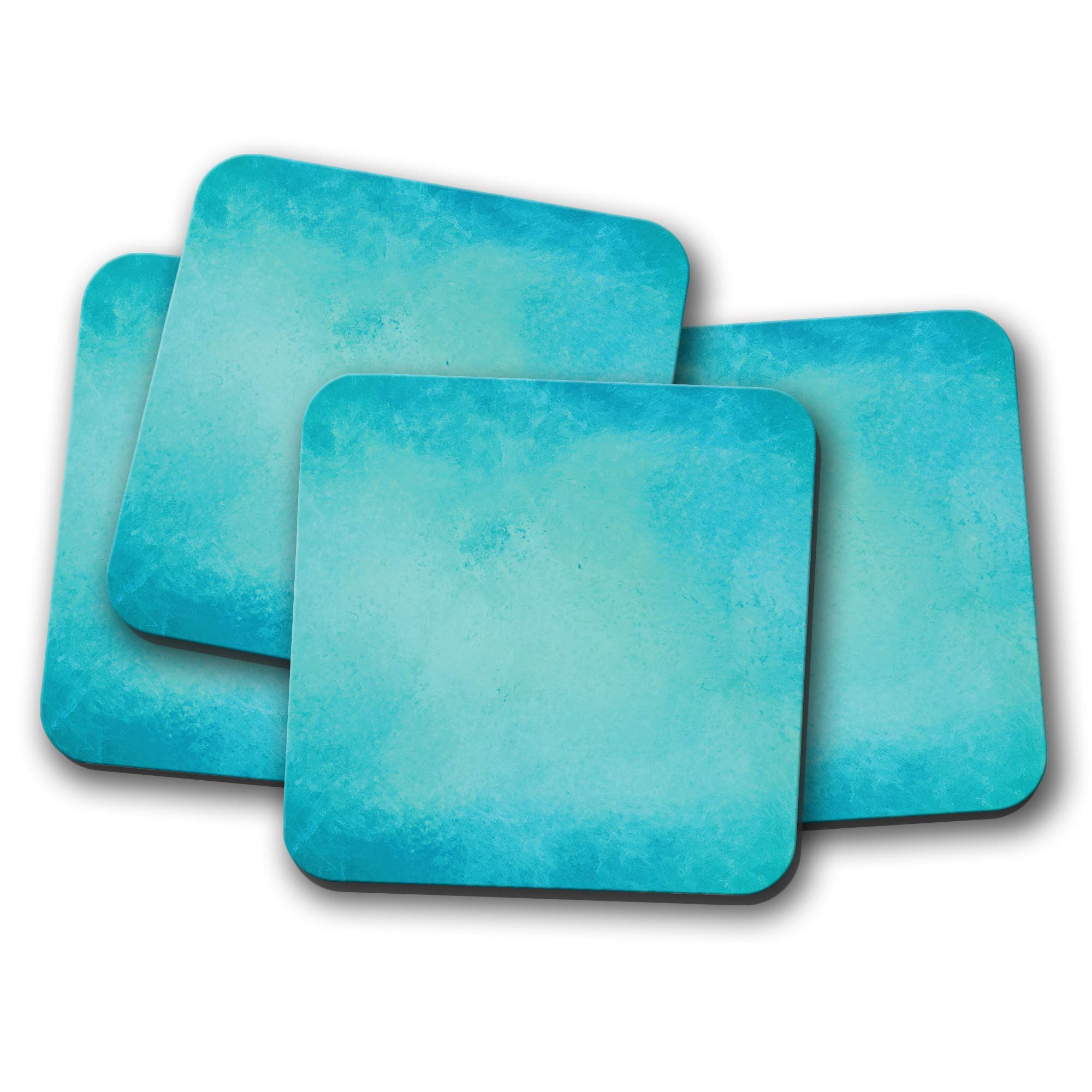 Destinationvinyl Multicolor 4 Set - Rustic Aqua Coaster - Blue Teal Turquoise Ocean Sea Sky Fun #15026