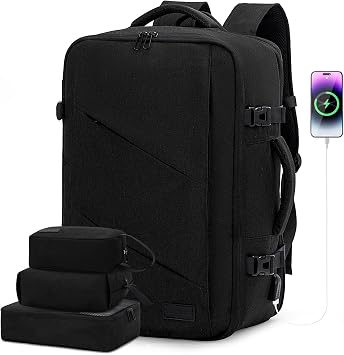 LOVEVOOK Travel Carry on Backpack, Large 40L Personal Item Travel Bag for Men & Women Flight Approved with 3 Packing Cubes, Suitcase Water Resistant Luggage Daypack Business Weekender Bag