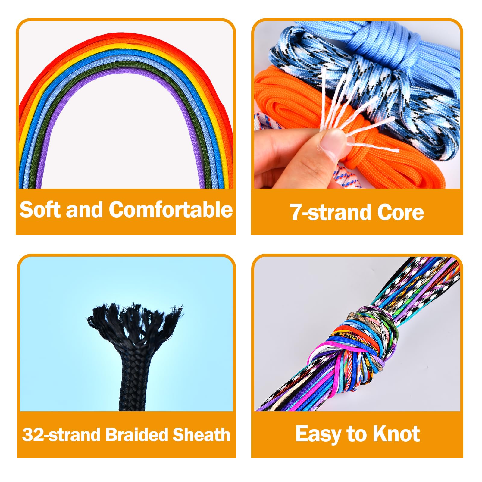 Paracord 550 Paracord-Bastelset zur Herstellung von Armbändern, Hundehalsbändern, Schlüsselband, Multifunktions-Fallschirmschnur-Kombination (A, 21 Farben)