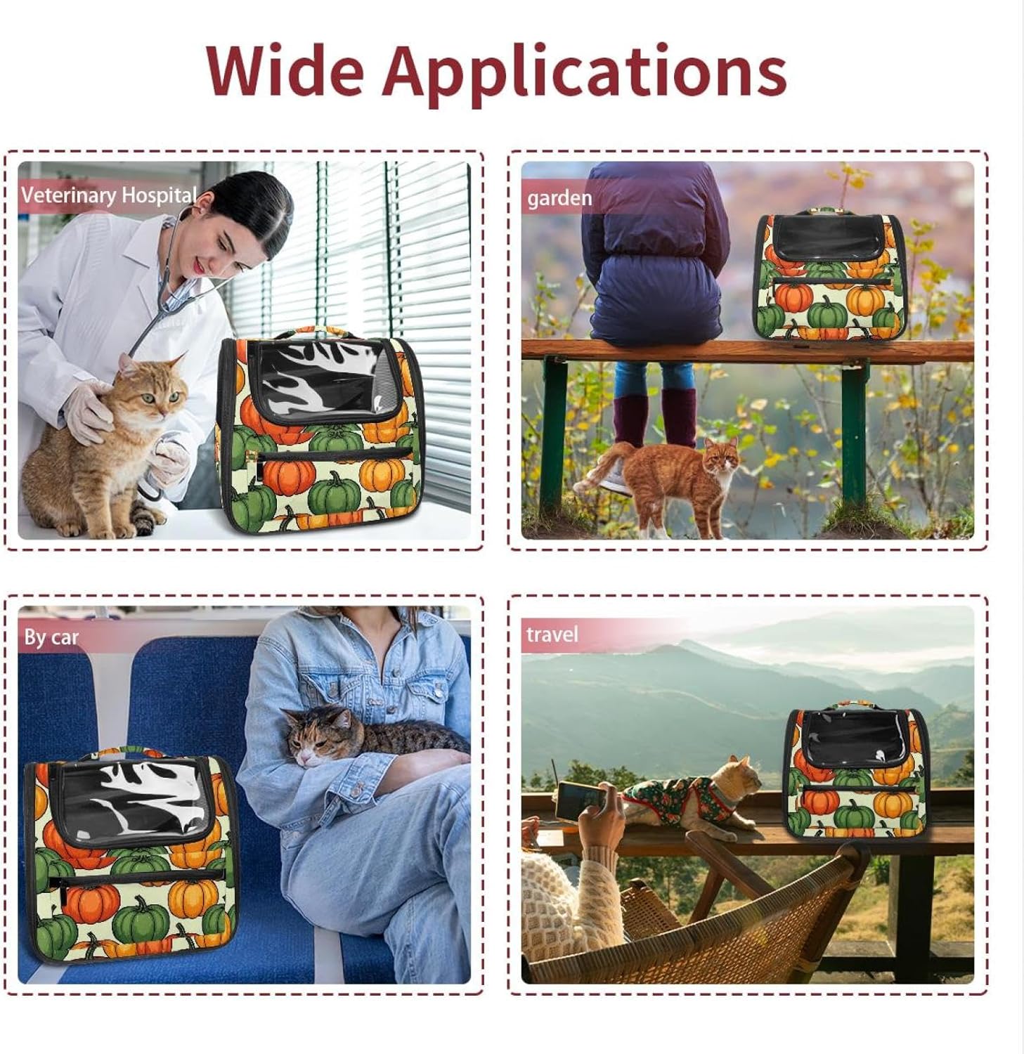 Portable Travel pet Backpack Carrier Hamster Bag Small Dog cat Carrier Breathable Hang Bag, Helloween Pumkins_179