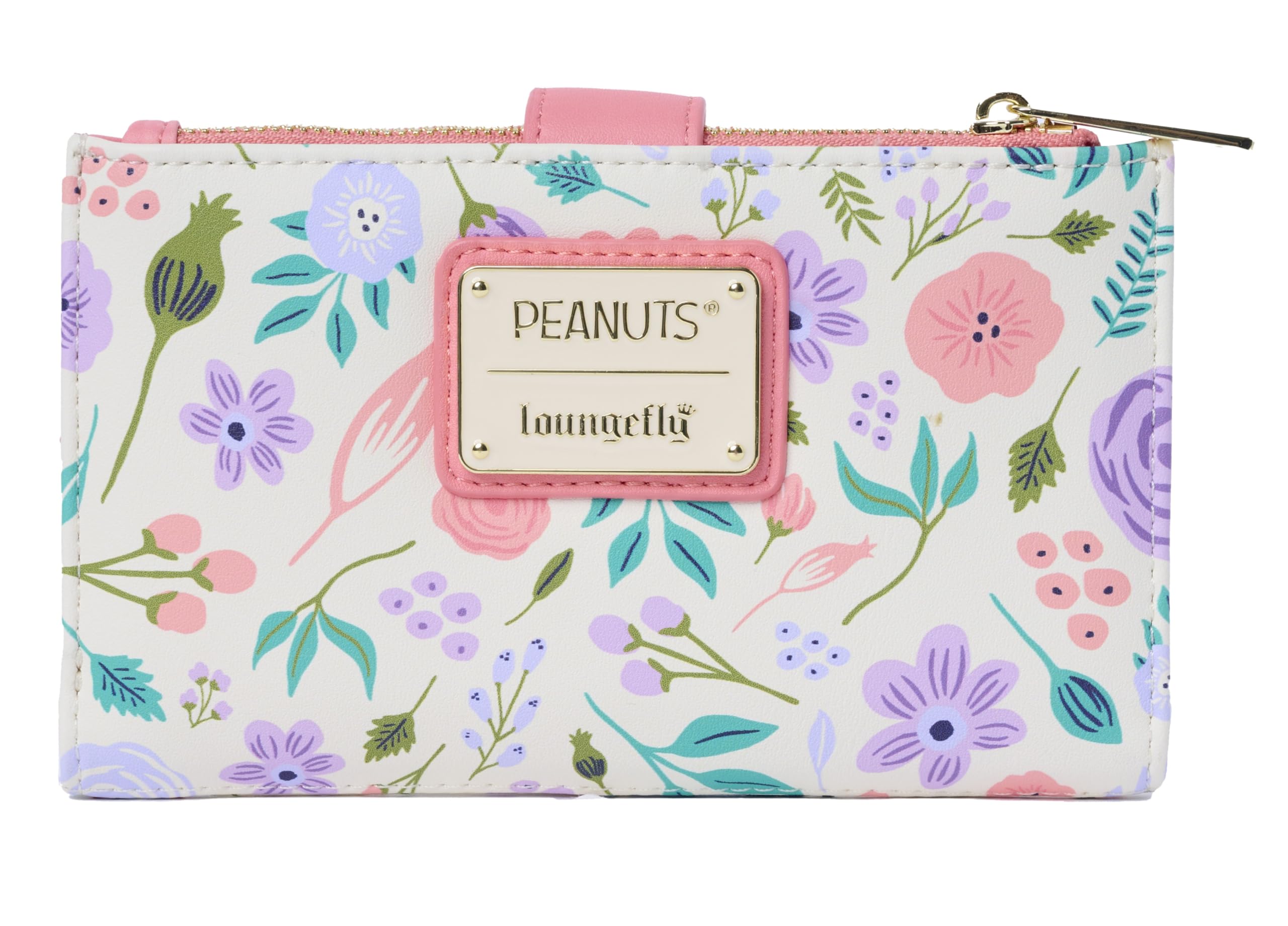 Loungefly Peanuts Snoopy Geldbörse mit Klappverschluss für Damen, Woodstock, Blumendruck