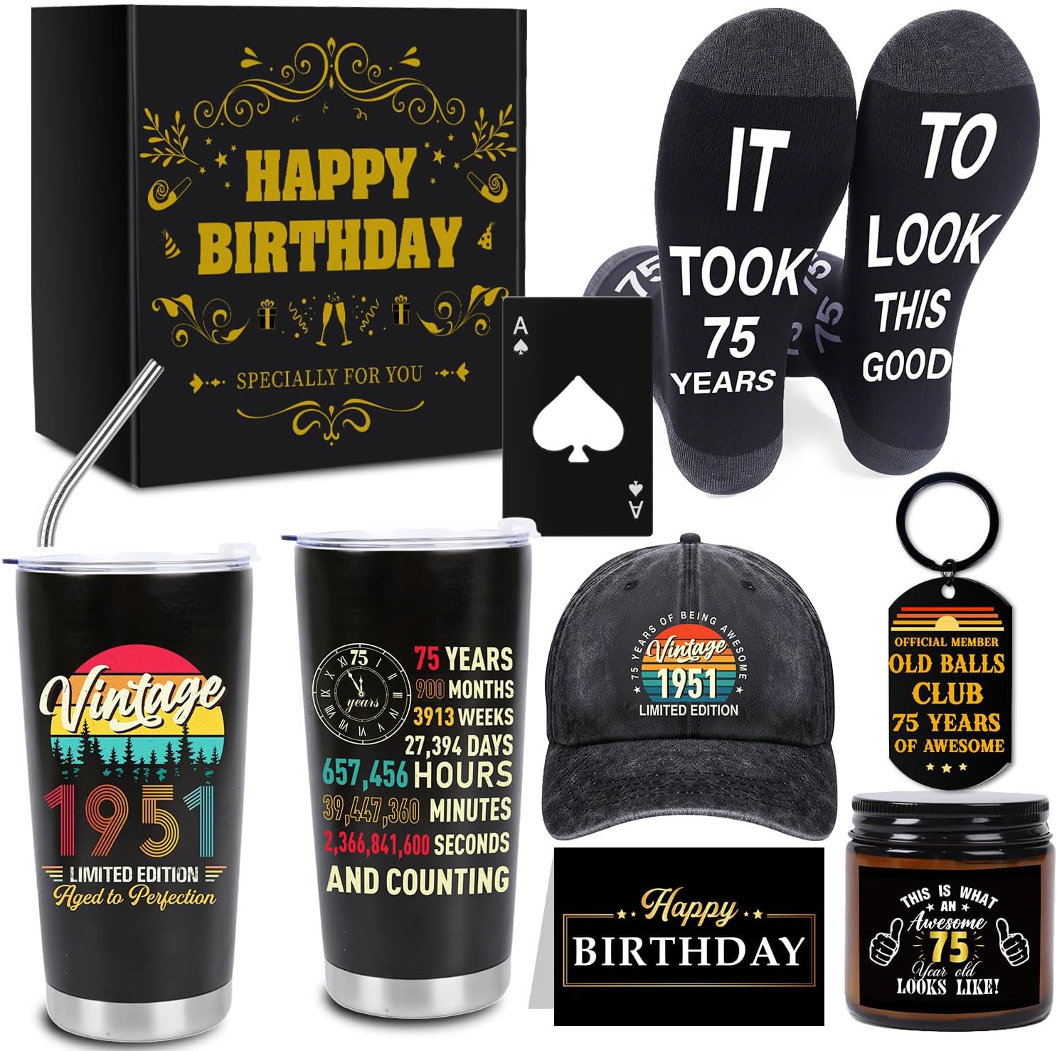 Keluna 21st Birthday Gifts for Men, Vintage 21st Birthday Gift with Wine Glass, Bottle Opener, Socks, Bracelet, Keychain, Card for 21 Year Old Man Legal Drinking Age Present Christmas Holiday