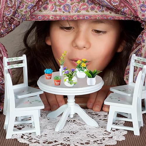 Miniatura 5 de 14 piezas de planta de casa de muñecas en miniatura, planta bonsái en maceta, modelo de flor pequeña, adorno de vegetación falsa, muebles de casa de