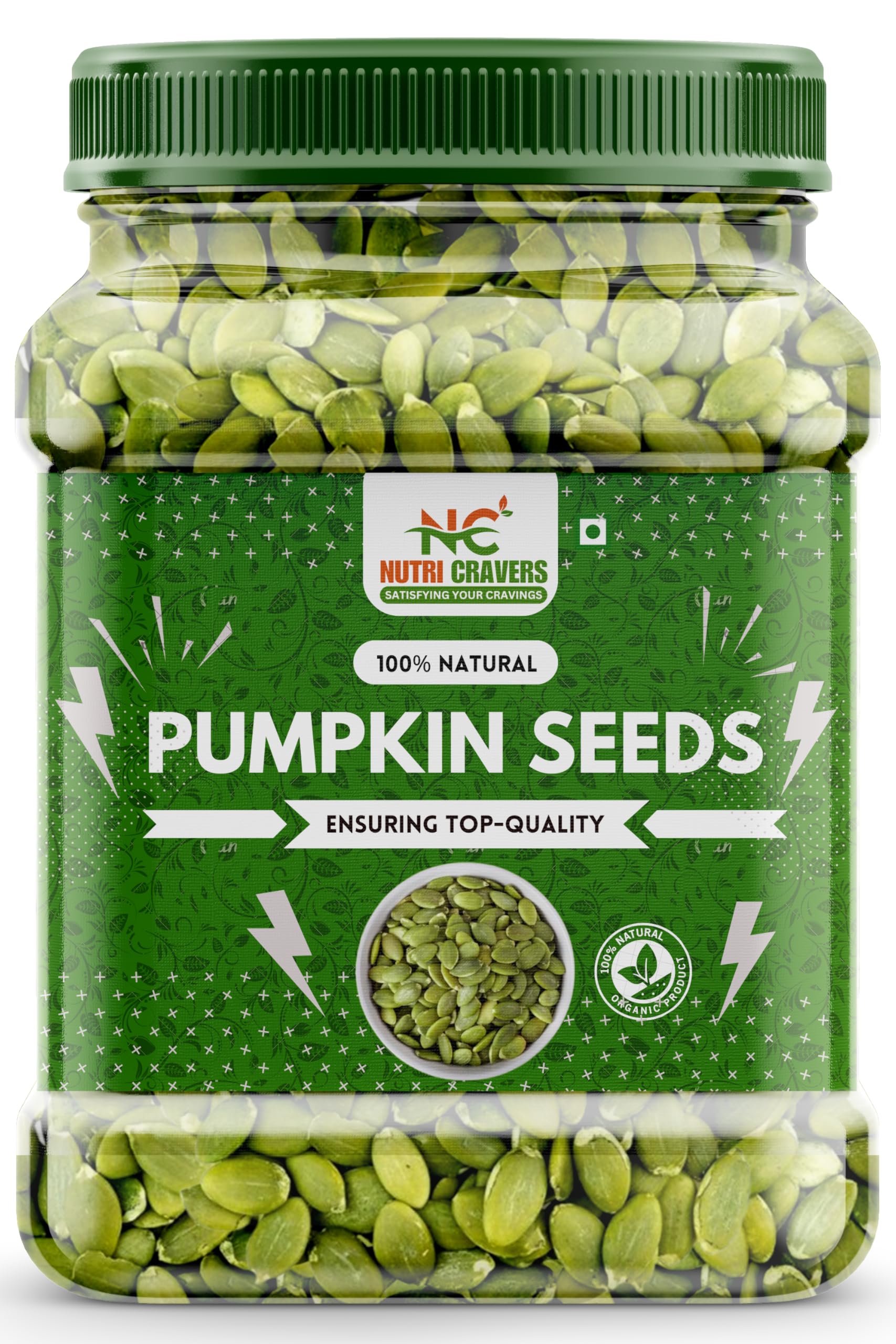 Nutri Cravers Natural & Premium Pumpkin Seeds 1Kg - Raw Pumpkin Seeds for Eating | Immunity Booster and Protein Rich Seeds Jar pack