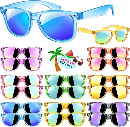 Joycover Kids Sunglasses Bulk, Party Favor for Kids 4-8, 16PCS Translucent Sunglasses for Kids with UV 400 Protection, Gifts for Pool Birthday Party Supplies