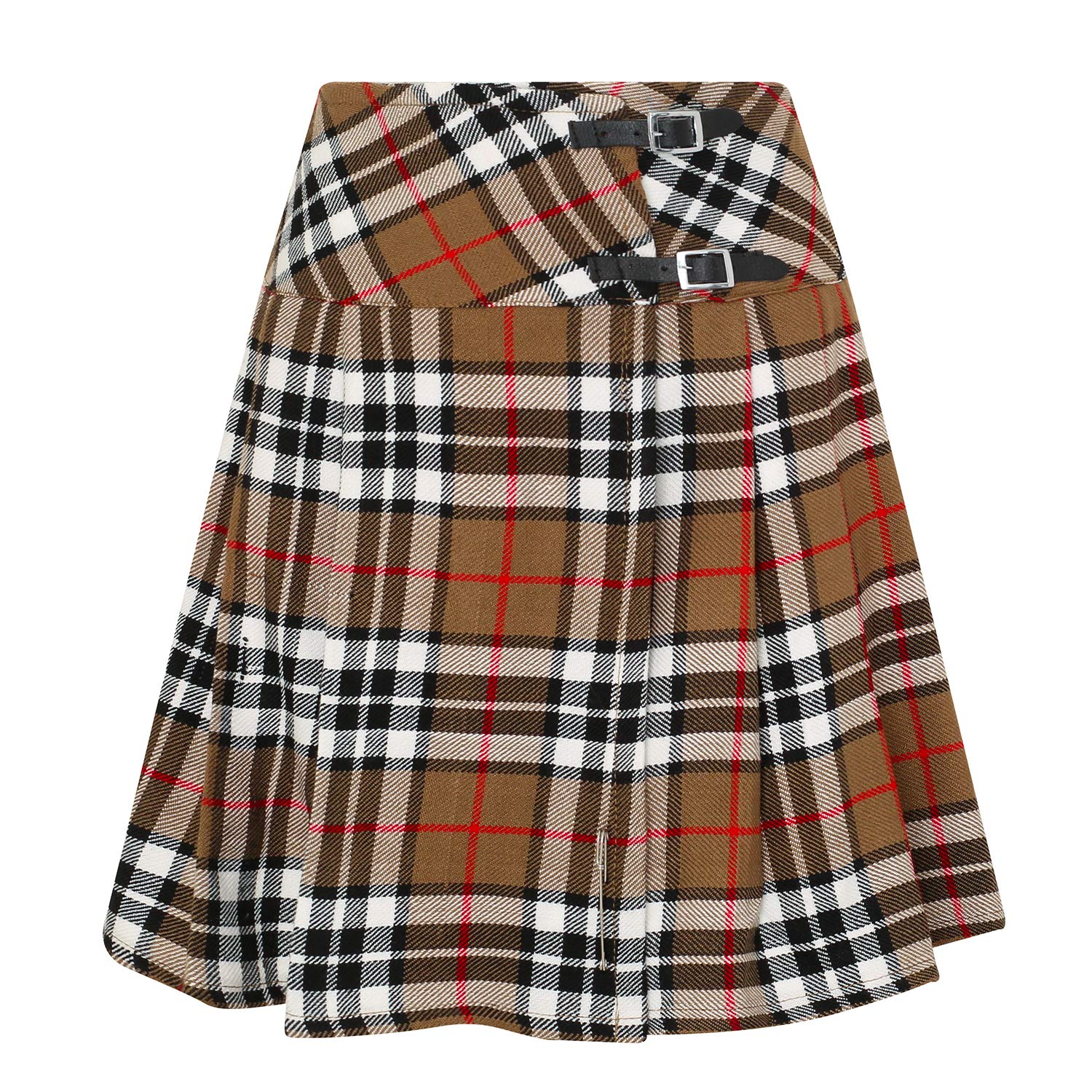 Tartanista 20 Inch Camel Thompson Pleated Kilt Skirt - Size UK 22
