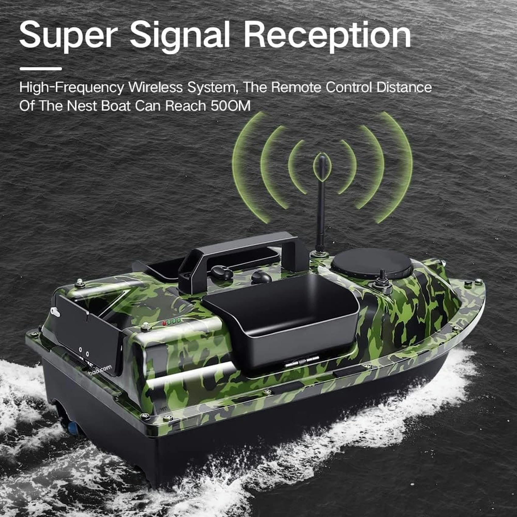 500M 3 Trémies GPS Bateau amorceur, Appâts De Pêche Bateau Carpe Crochet Post Bateau RC, Capteur LCD Sondeur, Avec Sac À Main, 12000mAh Batterie Grande Capacité, Offrez des antennes, des hélices.(Size