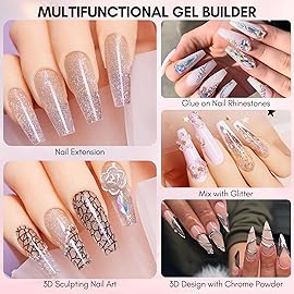 Makartt 3D Gel Nail Art: Solid Builder Nail Gel, Non-stick to Hands Extension, UV Glue for Acrylic Tips Rhinestones Adhesives 4 in 1 Hard Gels Molding for Nails UV/LED Lamp Required 15ML Misty Lilac