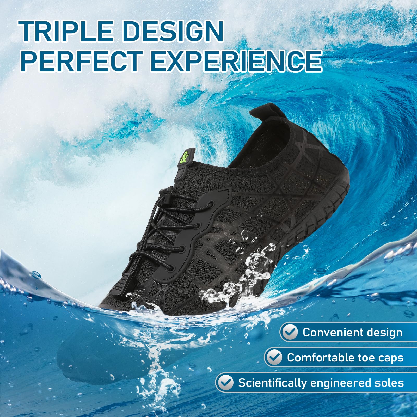 Chaussures aquatiques pour femme et homme - Chaussures pieds nus pour femme - Chaussures de natation pour femme - Chaussettes aquatiques antidérapantes - Séchage rapide - Légères