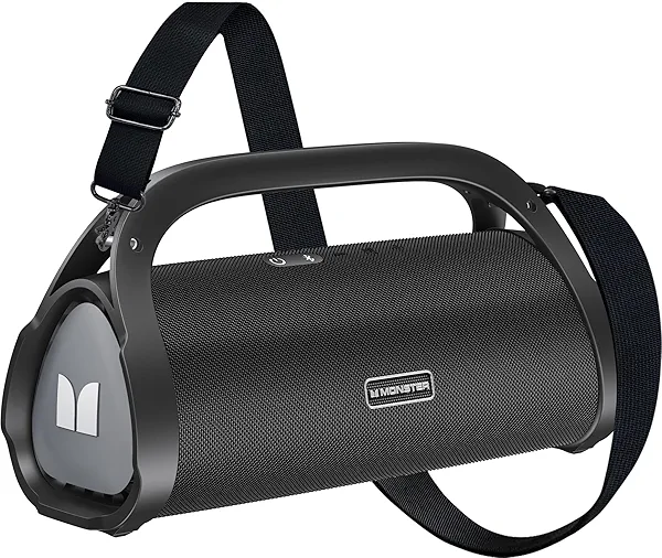 Monster Adventurer Max Bluetooth Speaker, IPX7 Waterproof Portable Speaker with Double Subwoofer, 100W Stereo Sound and Rich Bass, Wireless Outdoor Speakers for Home, Beach, 24H Play, Silver