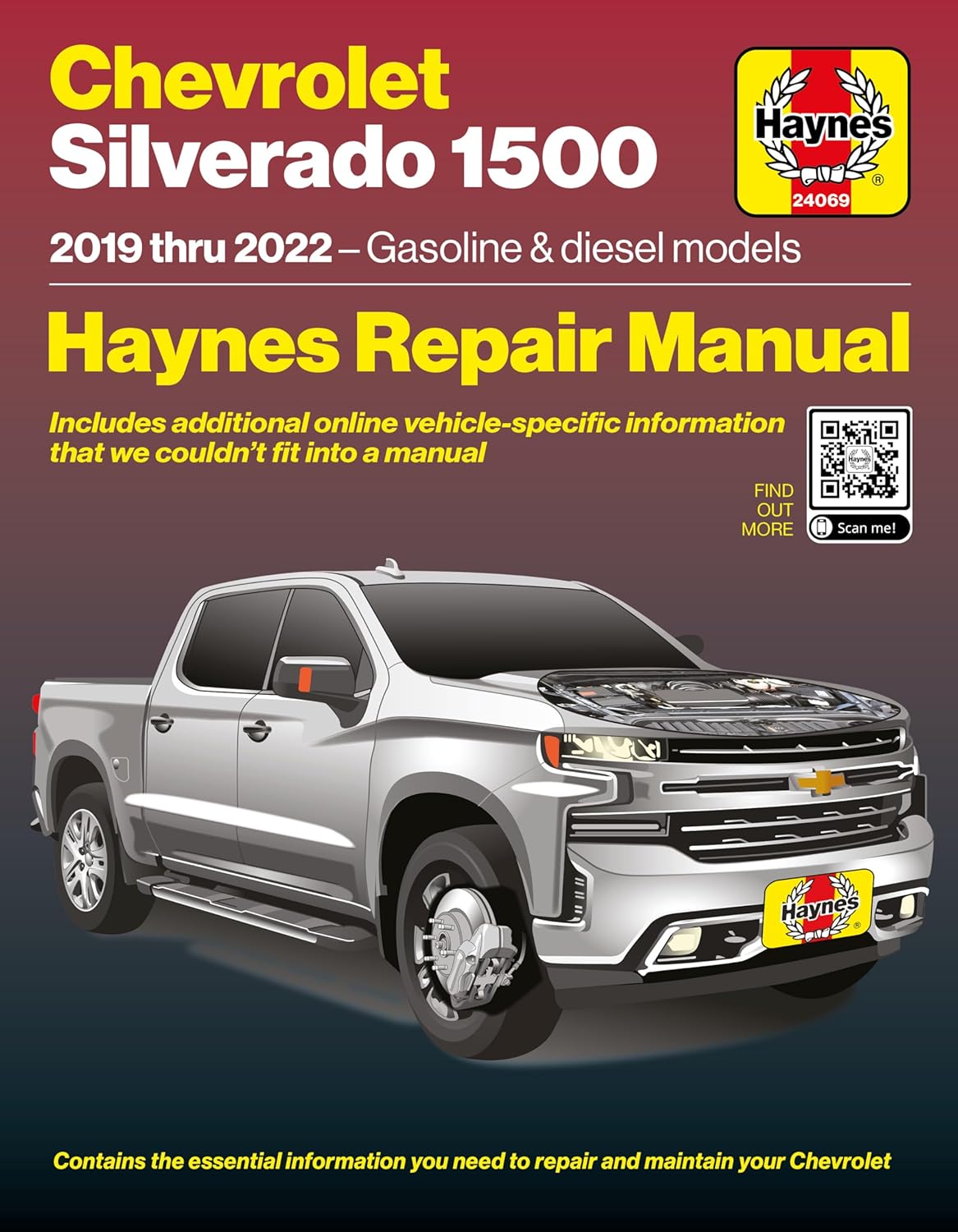 Haynes Chevrolet Silverado 1500 (2019–2022) Repair Manual: Covers 2.7L, 4.3L, 5.3L & 6.2L Gas Engines (in-Book) + Online-Only 3.0L LM2 Diesel – Maintenance, Repairs, Troubleshooting & Wiring Diagrams