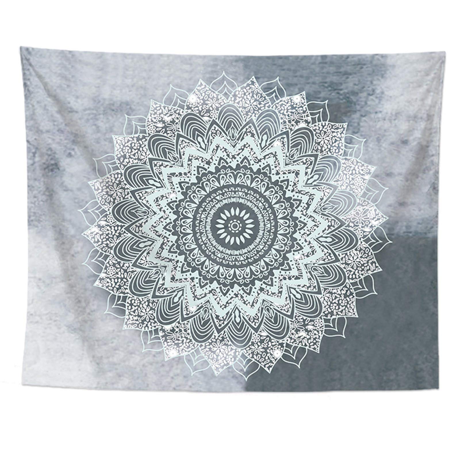 Tapisserie murale vintage mandala gris vert pour masquer un grand mur blanc