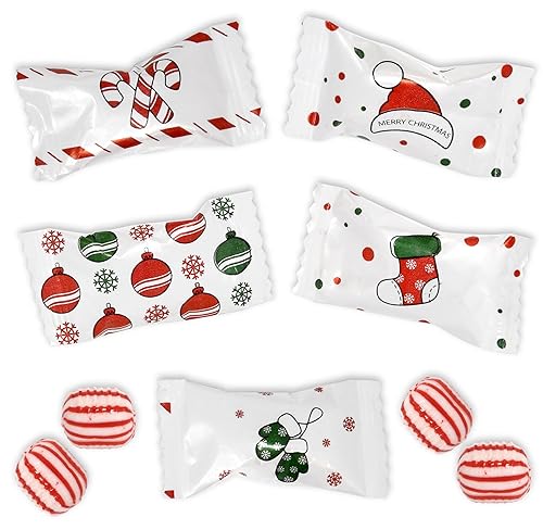 Gift Boutique Bolsas de caramelos de menta dura de Navidad, 100 unidades envueltas individualmente, caramelos de mentas de pimienta de 13 onzas,